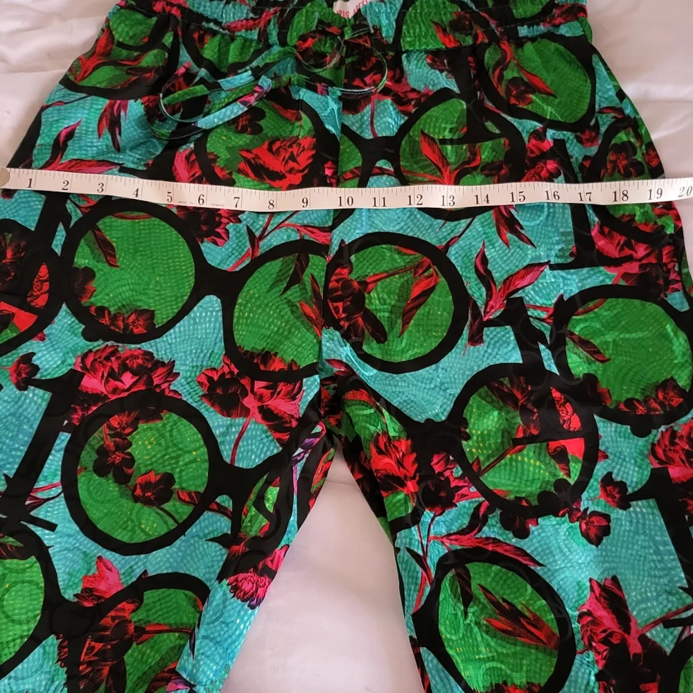 Iris Apfel x H&M pants colourful green/turquoise with string sizes available S. - Picture 6 of 15